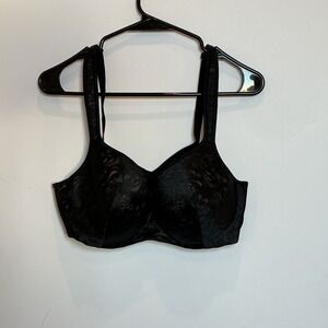 Cacique Black Jacquard Full Coverage Underwire Bra Size 40D
